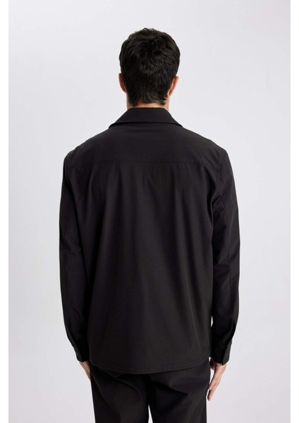 Regular Fit Polo Yaka Çıtçıt Kapamalı Cepli Teknik Gömlek Ceket B7396AX24SP