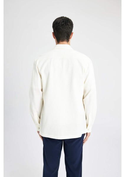 Regular Fit Polo Yaka Gofre Dokulu Gömlek Ceket B6682AX24SP