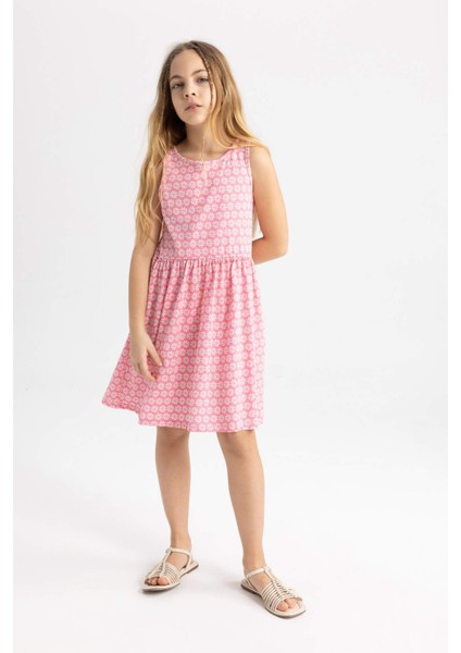 Kız Çocuk Desenli Kolsuz Elbise B4338A824SM