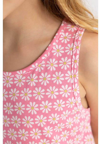 Kız Çocuk Desenli Kolsuz Elbise B4338A824SM