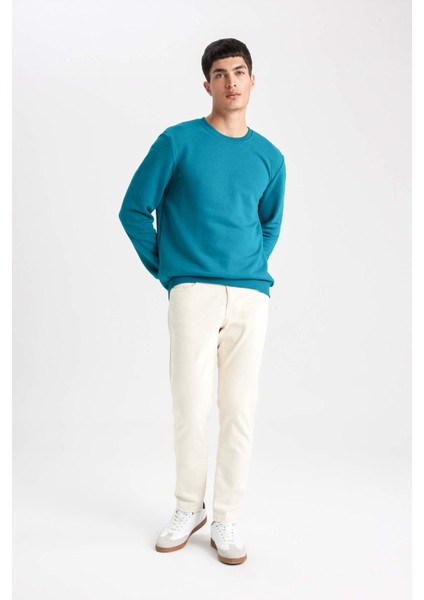 Erkek Yeşil Oversize Fit Geniş Kesim Basic Düz Pamuklu Kapüşonlu Sweatshirt B7833AXNS