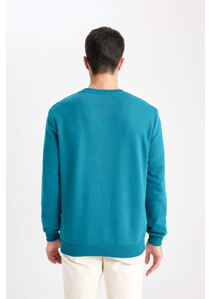 Erkek Yeşil Oversize Fit Geniş Kesim Basic Düz Pamuklu Kapüşonlu Sweatshirt B7833AXNS