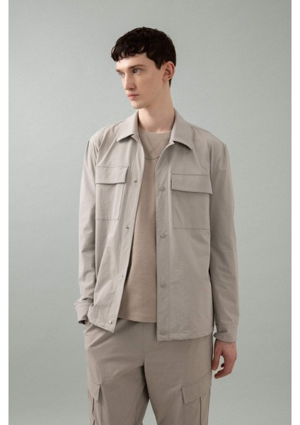 Regular Fit Polo Yaka Çıtçıt Kapamalı Cepli Teknik Gömlek Ceket B7396AX24SP