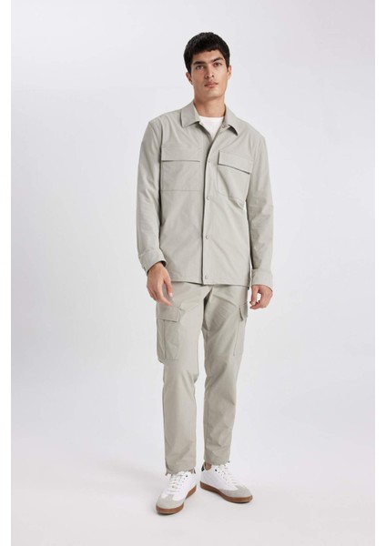Regular Fit Polo Yaka Çıtçıt Kapamalı Cepli Teknik Gömlek Ceket B7396AX24SP