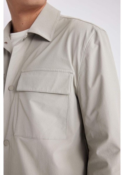 Regular Fit Polo Yaka Çıtçıt Kapamalı Cepli Teknik Gömlek Ceket B7396AX24SP