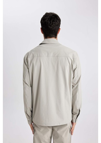 Regular Fit Polo Yaka Çıtçıt Kapamalı Cepli Teknik Gömlek Ceket B7396AX24SP