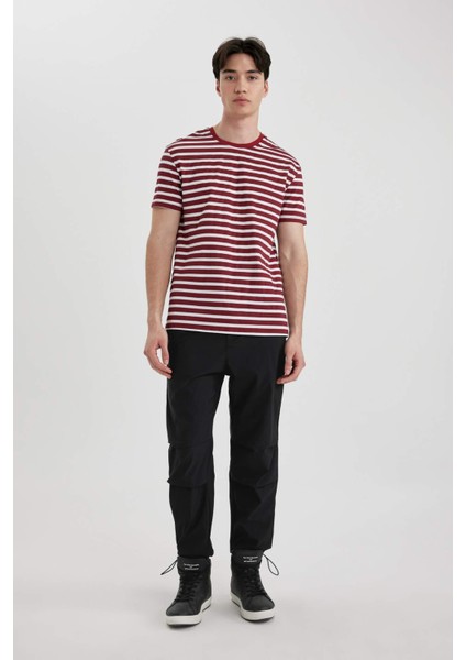 Regular Fit Bisiklet Yaka Çizgili Kısa Kollu Üst B8684AX24SP