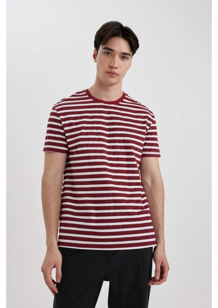 Regular Fit Bisiklet Yaka Çizgili Kısa Kollu Üst B8684AX24SP