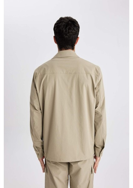 Regular Fit Polo Yaka Çıtçıt Kapamalı Cepli Teknik Gömlek Ceket B7396AX24SP