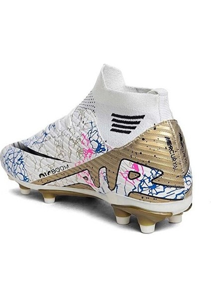 La Liga K565 Çocuk Çoraplı Çim Saha Kramponu Beyaz - Altın fırsatları