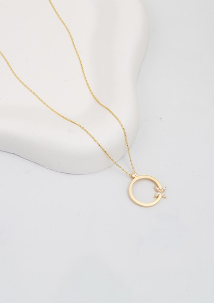 Kelebekli Halka 14 Ayar Altın Kolye modelleri