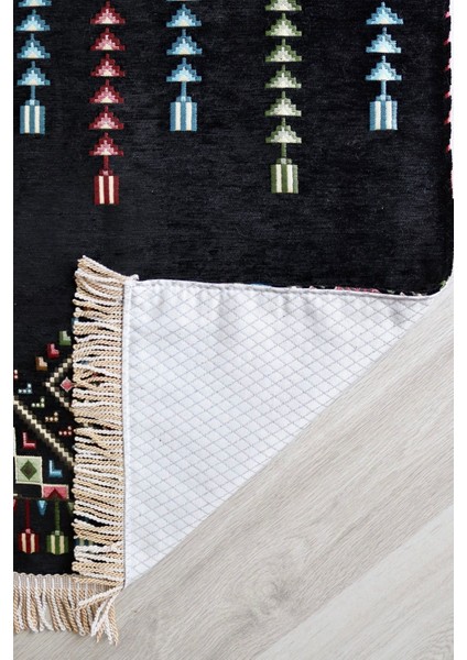 Kilim Desenli Astarlı Lüks Seccade S1020 Siyah indirimleri