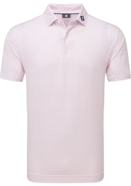 Wiggle Print Lisle Erkek Golf T-Shirt 33999 Wht/sky/pnk