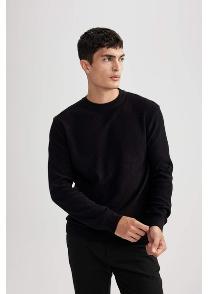 Standart Fit Normal Kesim Bisiklet Yaka Muline Desenli Triko Kazak A5181AX24SP