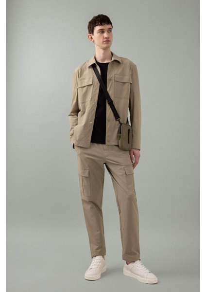 Jogger Yazlık Kumaş Pantolon Kargo Cepli Her Yöne Esneyen Büzgülü Düz Paça B6580AX24SP