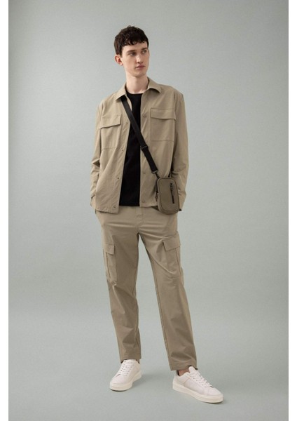 Jogger Yazlık Kumaş Pantolon Kargo Cepli Her Yöne Esneyen Büzgülü Düz Paça B6580AX24SP