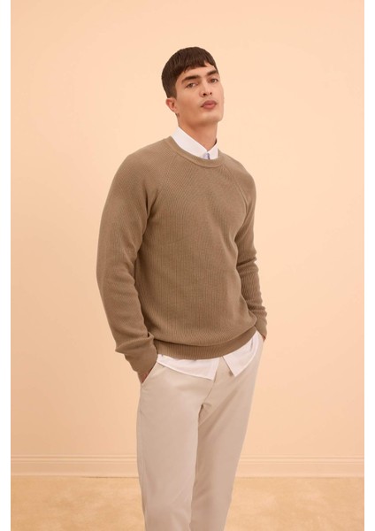 Standart Fit Normal Kesim Bisiklet Yaka Basic Düz Triko Kazak A8458AX24SP