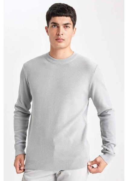 Standart Fit Normal Kesim Bisiklet Yaka Muline Desenli Triko Kazak A5181AX24SP