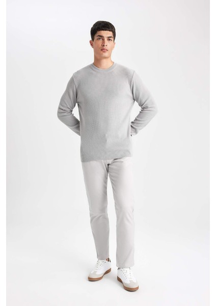 Standart Fit Normal Kesim Bisiklet Yaka Muline Desenli Triko Kazak A5181AX24SP