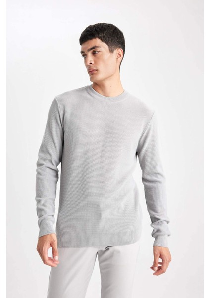 Standart Fit Normal Kesim Bisiklet Yaka Muline Desenli Triko Kazak A5181AX24SP