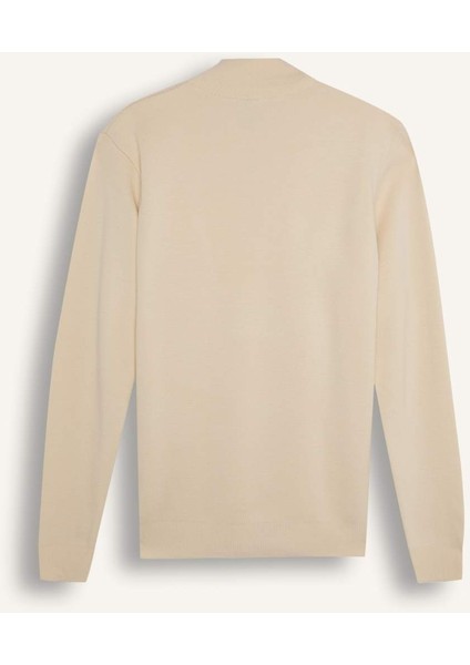 Standart Fit Normal Kesim Dik Yaka Fermuarlı Basic Düz Triko Kazak A5184AX24AU