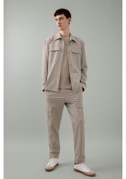 Jogger Yazlık Kumaş Pantolon Kargo Cepli Her Yöne Esneyen Büzgülü Düz Paça B6580AX24SP