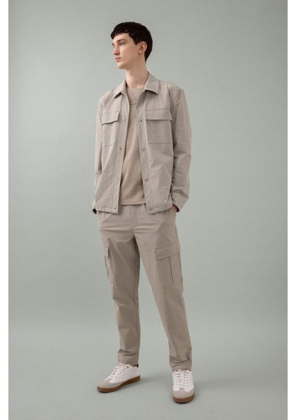 Jogger Yazlık Kumaş Pantolon Kargo Cepli Her Yöne Esneyen Büzgülü Düz Paça B6580AX24SP