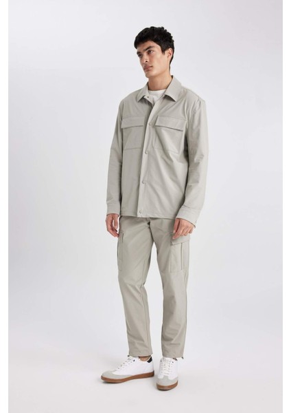 Jogger Yazlık Kumaş Pantolon Kargo Cepli Her Yöne Esneyen Büzgülü Düz Paça B6580AX24SP