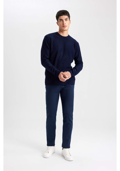 Standart Fit Normal Kesim Bisiklet Yaka Muline Desenli Triko Kazak A5181AX24SP