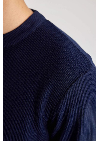 Standart Fit Normal Kesim Bisiklet Yaka Muline Desenli Triko Kazak A5181AX24SP