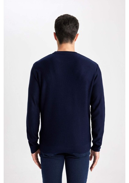 Standart Fit Normal Kesim Bisiklet Yaka Muline Desenli Triko Kazak A5181AX24SP