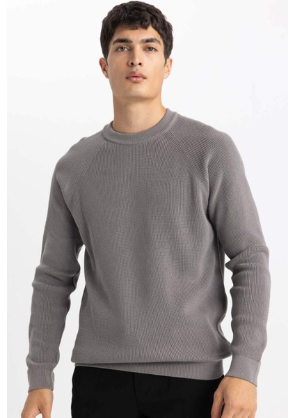 Standart Fit Normal Kesim Bisiklet Yaka Basic Düz Triko Kazak A8458AX24SP