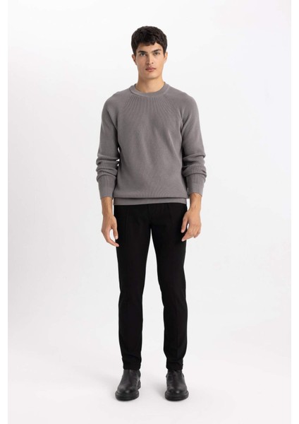 Standart Fit Normal Kesim Bisiklet Yaka Basic Düz Triko Kazak A8458AX24SP