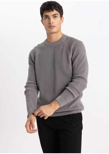 Standart Fit Normal Kesim Bisiklet Yaka Basic Düz Triko Kazak A8458AX24SP