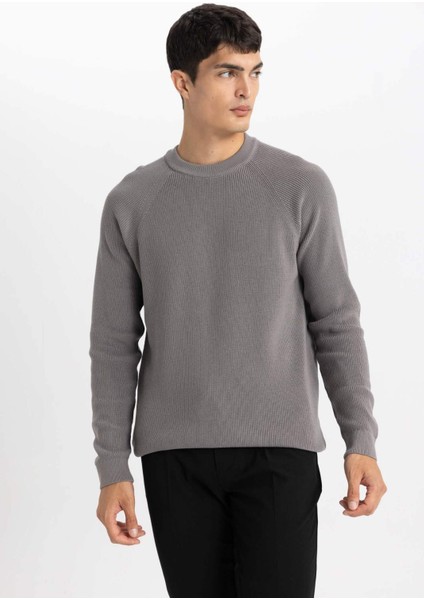 Standart Fit Normal Kesim Bisiklet Yaka Basic Düz Triko Kazak A8458AX24SP