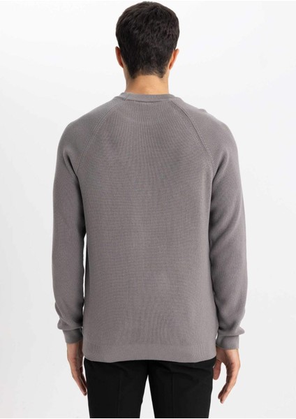 Standart Fit Normal Kesim Bisiklet Yaka Basic Düz Triko Kazak A8458AX24SP