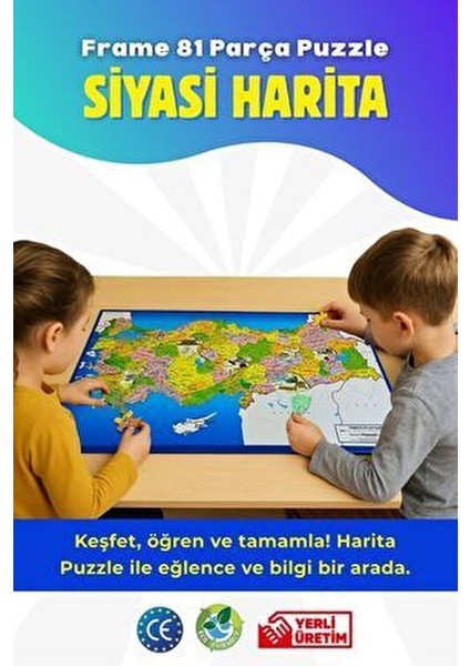 Siyasi Harita Puzzle 81 Parça Eğitici Oyun 5 Yaş ve Üzeri Çocuklar için Eğlenceli indirimleri