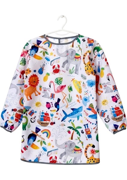 7-11 Yaş, Jungle, Sıvı Geçirmez, Ekstra Büyük Kalıp, Makinede Yıkanabilir, Uzun Kollu Çocuk, Aktivite Mama Önlüğü indirimleri