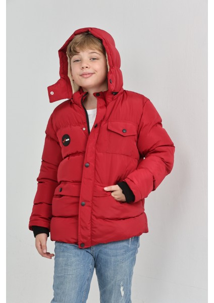 Kışlık Yoğun Şişme Elyaf Dolum Kapüşonlu Kalın Su Geçirmez Erkek Çocuk Mont fiyatları