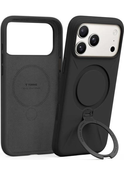 Apple iPhone 17 Pro Max O Stand Spin Silicone Serisi Magsafe Kılıf - Siyah fiyatları