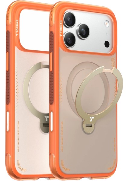 Apple iPhone 17 Pro O Stand Spin Air Serisi Magsafe Kılıf - Turuncu