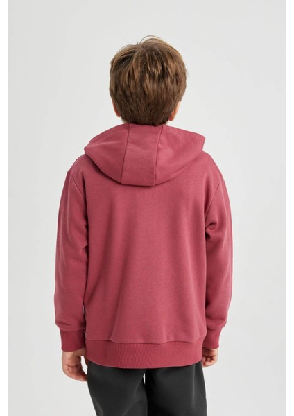Erkek Çocuk Baskılı Kapüşonlu Kalın Sweatshirt B6312A823CW