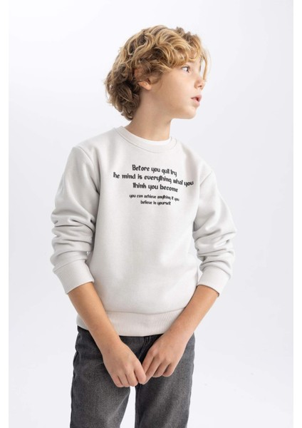Erkek Çocuk Bisiklet Yaka Baskılı Sweatshirt B6315A823CW