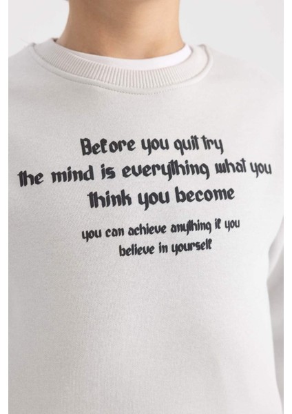 Erkek Çocuk Bisiklet Yaka Baskılı Sweatshirt B6315A823CW