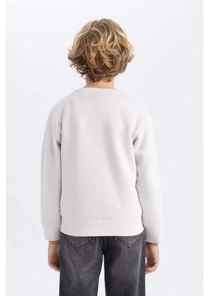 Erkek Çocuk Bisiklet Yaka Baskılı Sweatshirt B6315A823CW