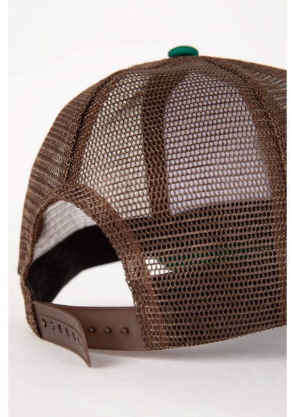 Erkek Etiket Baskılı Pamuklu Cap Şapka