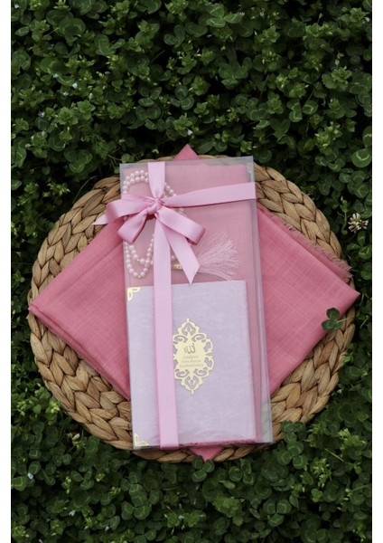 20 Adet Eşarplı Yasin Hediyelik Mevlid Seti Y201 Pembe modelleri