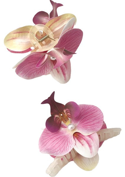 Aloha Orkide Çiçeği Incili Mandal Toka (ÖLÇÜ:10CM)