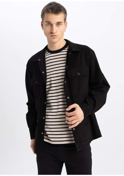 Relax Fit Pamuklu Uzun Kollu Gömlek Ceket B3869AX23AU