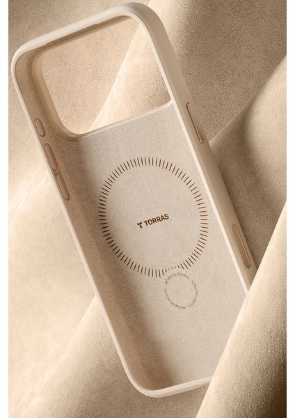 Apple iPhone 17 Pro Max O Stand Spin Silicone Serisi Magsafe Kılıf - Krem